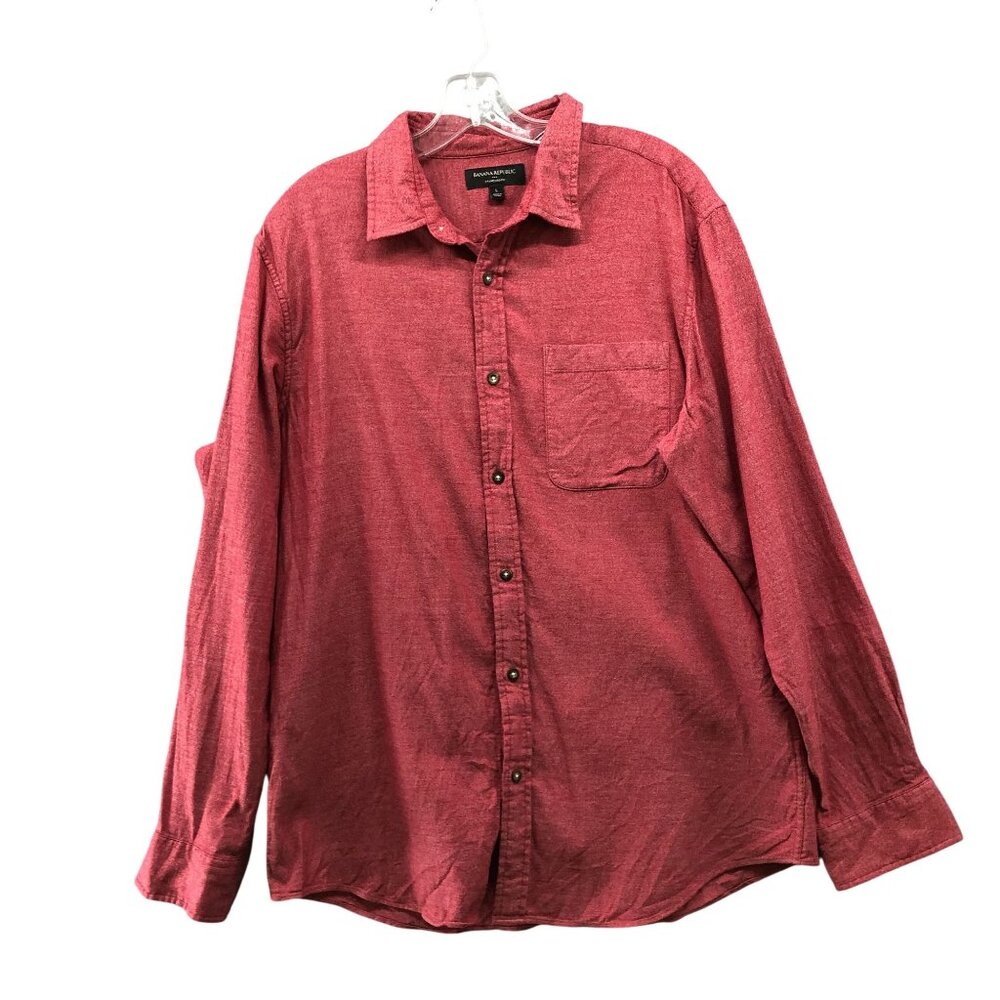 Banana Republic Flannel Shirt Mens L Standard Fit Red Heather Cotton